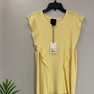 Alex Marie Elegant Yellow Ruffle Sleeve Blouse